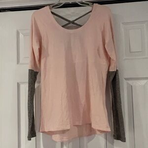 NWT Calia Soft Pink and Charcoal Long Sleeve Top